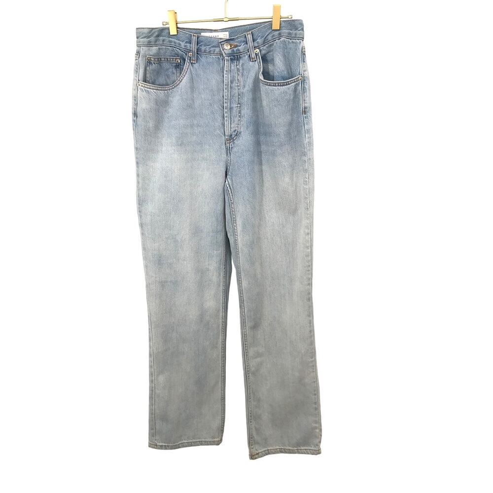 Topshop Kort Light Wash Button Fly Wide Leg Jeans Womens 31
